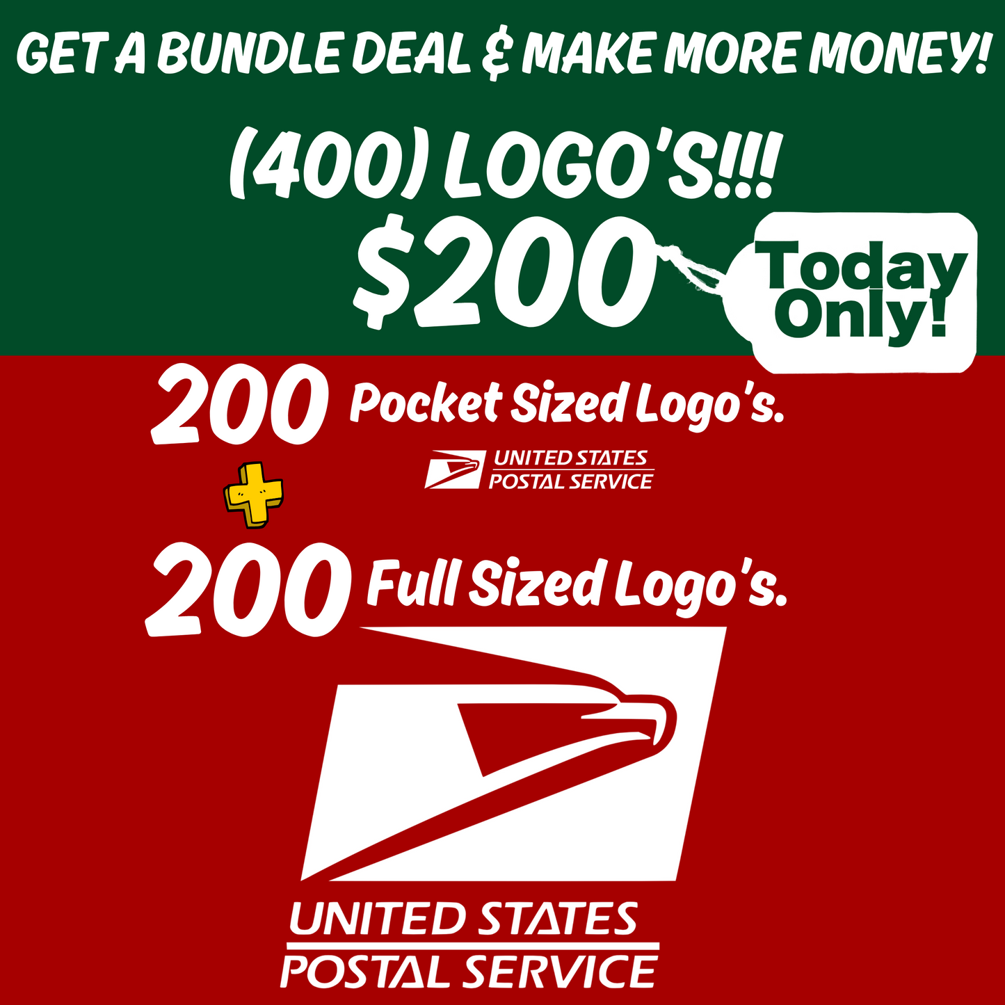 400 U.S POSTAL WORKER - SCREEN PRINT TRANSFER BUNDLE - WHITE PRINT