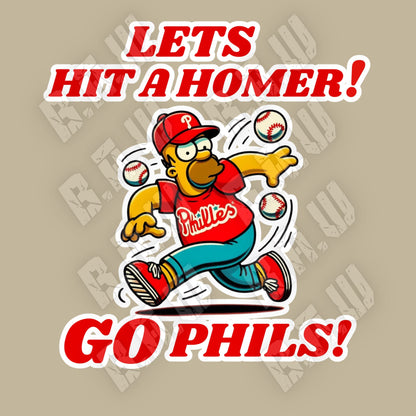 Let’s Hit A Homer Go Phils Sublimation, DTF, Screen Print PNG Logo!