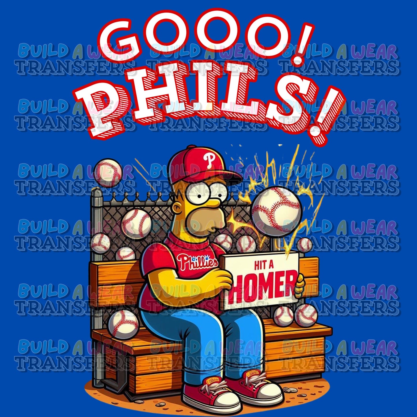 Gooo Phils - Hit A Homer! Funny Philadelphia Baseball Sports Fans High Quality PNG 4 Files - Red Font and Blue Font - 300 & 600 Dpi