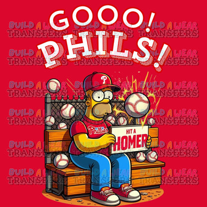 Gooo Phils - Hit A Homer! Funny Philadelphia Baseball Sports Fans High Quality PNG 4 Files - Red Font and Blue Font - 300 & 600 Dpi