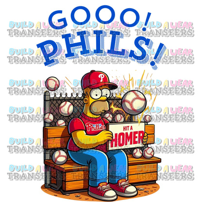 Gooo Phils - Hit A Homer! Funny Philadelphia Baseball Sports Fans High Quality PNG 4 Files - Red Font and Blue Font - 300 & 600 Dpi