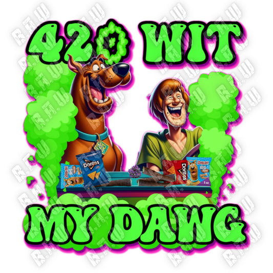 Funny Vibrant full chest logo of Scooby & Shag 420 PNG for Sublimation, DTF, DTG, Uvdtf.