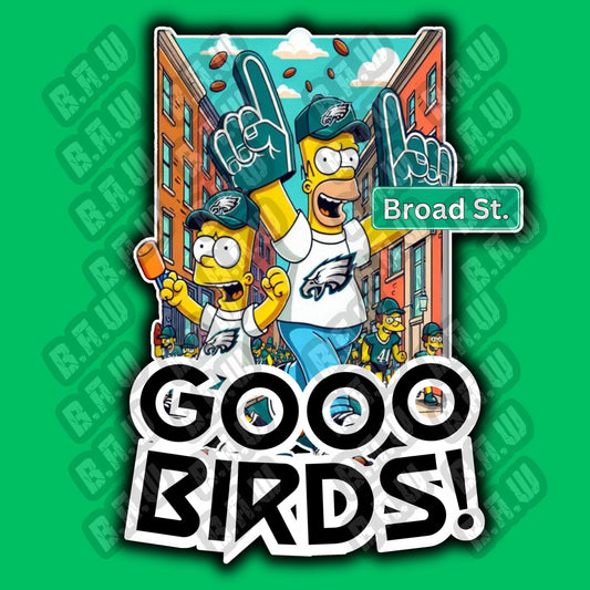 Simpsons Go Birds Eagles Football Sports Fan PNG 300/3200 DPI for Sublimation, DTF Dtg, uvdtf & more!