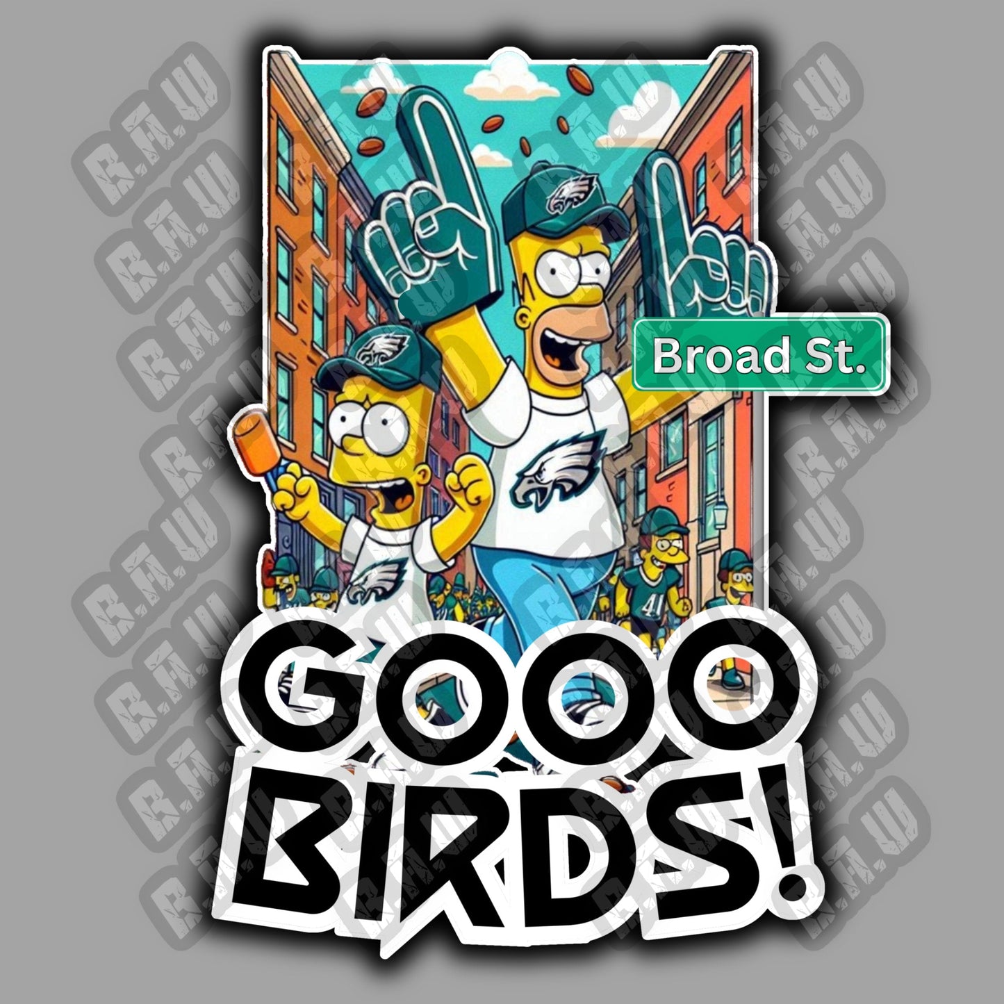 Simpsons Go Birds Eagles Football Sports Fan PNG 300/3200 DPI for Sublimation, DTF Dtg, uvdtf & more!