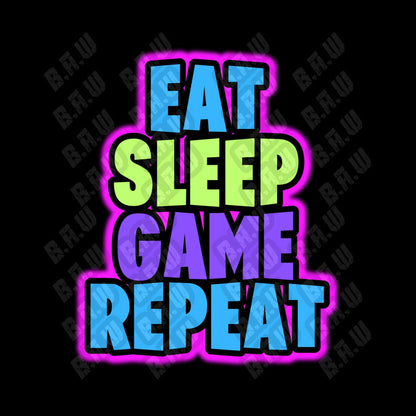 Eat Sleep Game Repeat 300Dpi High Quality Gamer PNG and SVG Files! For Sublimation, DTF Printing, Dtg, Uvdtf, Screen Printing