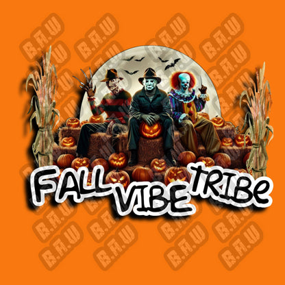 Fall Vibes Tribe - 2 (two) high quality PNG Funny Horror Fall Themed Images For T-shirts, Hoodies, Sweatshirts. Sublimation, DTF, Dtg Uvdtf