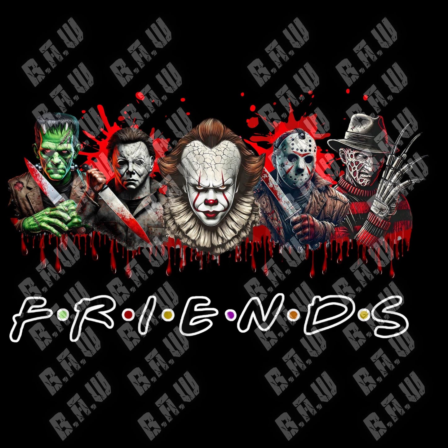 Amazing Scary FRIENDS - High Quality PNG Downloads (3 Files)! For DTF, Sublimation, Uvdtf, Dtg