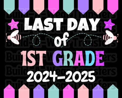 Kid Girls 1ST Grade First Day & Last Day Of School Signs (2 Images 4 Files) - High Quality PNG and SVG Files - Just Download and Print!