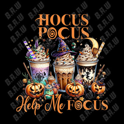 Hocus Pocus Coffee Help Me Focus - Funny Fall Themed PNG For Sublimation, DTF, Dtg & Uvdtf Printing!