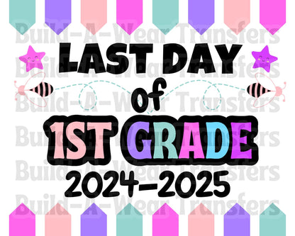 Kids 1ST Grade First Day & Last Day Of School Signs (2 Images 4 Files) Black Font - High Quality PNG/SVG Files - Just Download and Print!