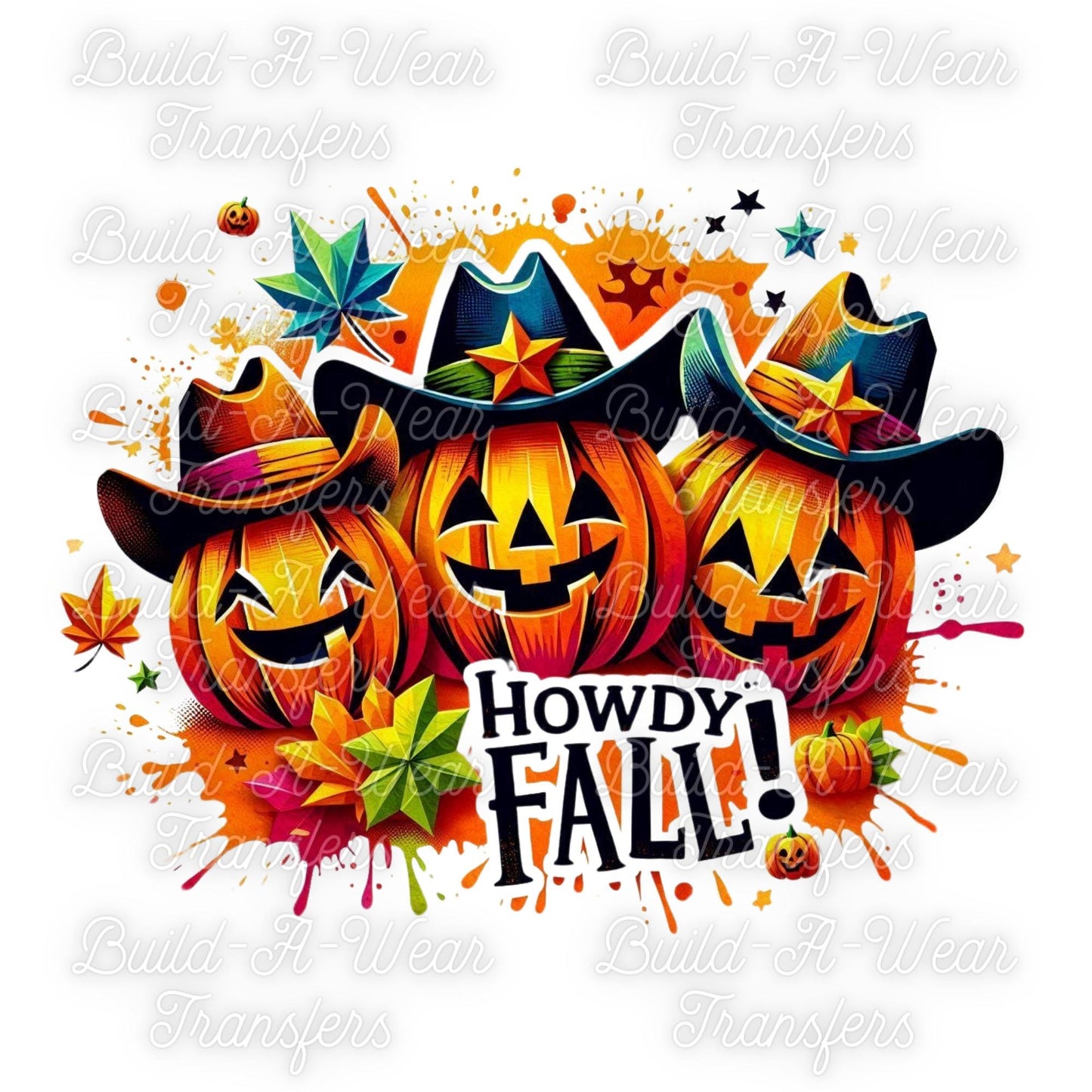 Howdy Fall Cowboy Pumpkins - 4 Unique Images for the price of 1 - All High Quality PNG Downloadable Files - Just Download and Print!