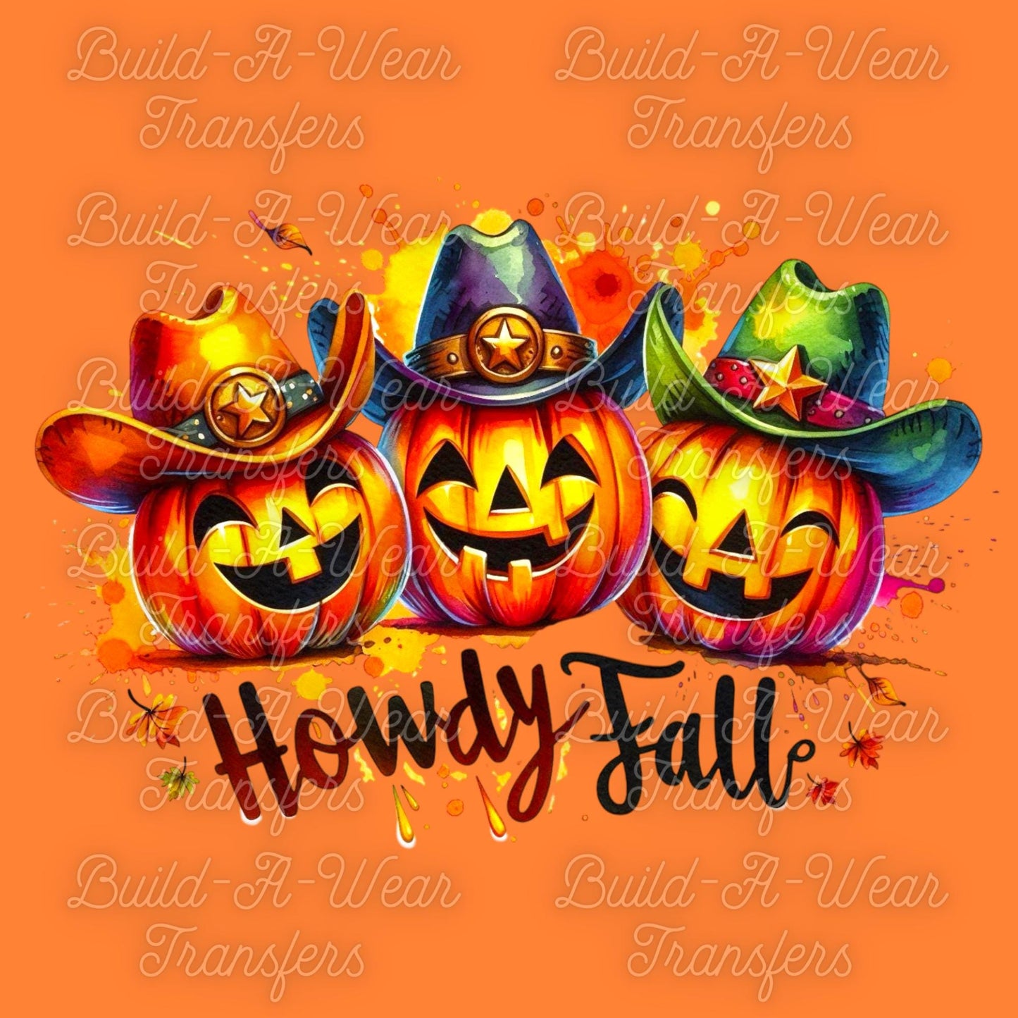 Howdy Fall Cowboy Pumpkins - 4 Unique Images for the price of 1 - All High Quality PNG Downloadable Files - Just Download and Print!