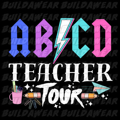 ABCD Teacher Tour (2 Images 2 PNG Files) For Sublimation, DTF, Dtg & Uvdtf prints and more. Best for t-shirt, sweatshirts, hoodies!