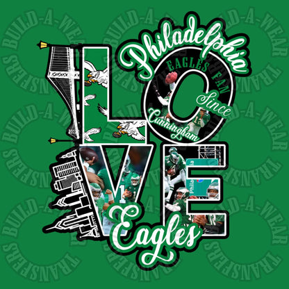 Custom Unique Love Philadelphia Eagles Inspired - Philly football fans high quality PNG for Sublimation, dtf, dtg, uvdtf printing!