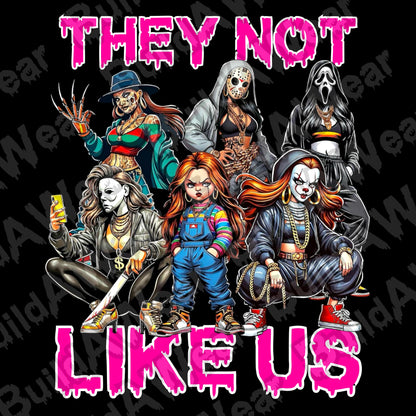 5 Images - Horror Girls They Not Like Us - Scary, Halloween PNG files For Sublimation, DTF, Dtg, Uvdtf. For t-shirt, sweatshirts, Hoodies