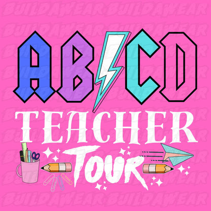 ABCD Teacher Tour (2 Images 2 PNG Files) For Sublimation, DTF, Dtg & Uvdtf prints and more. Best for t-shirt, sweatshirts, hoodies!