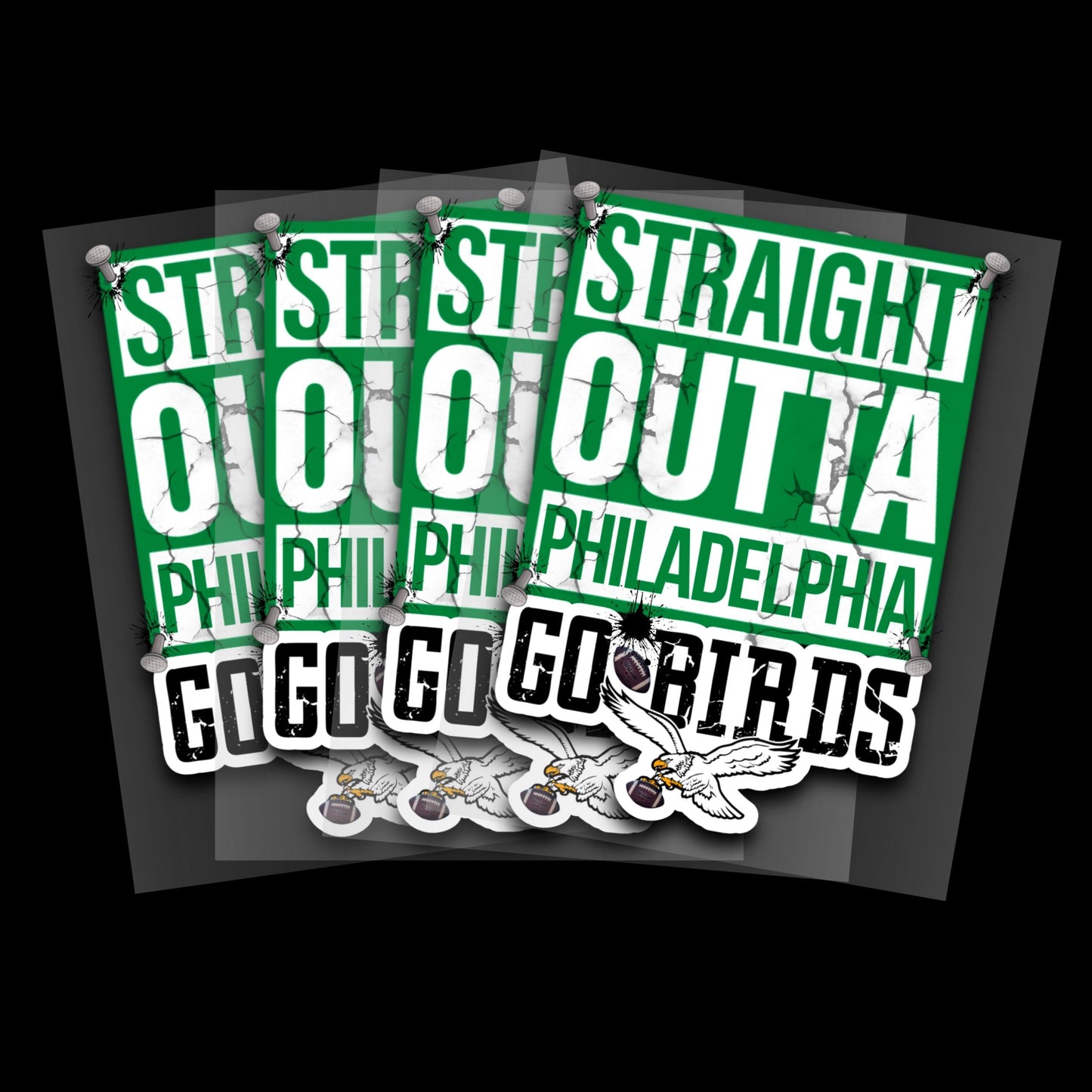 Straight Outta Philadelphia Go Birds - Eagles Football Fan - Ready To Press - DTF Heat Transfers. For T-shirts, Hoodies, Sweatshirts!