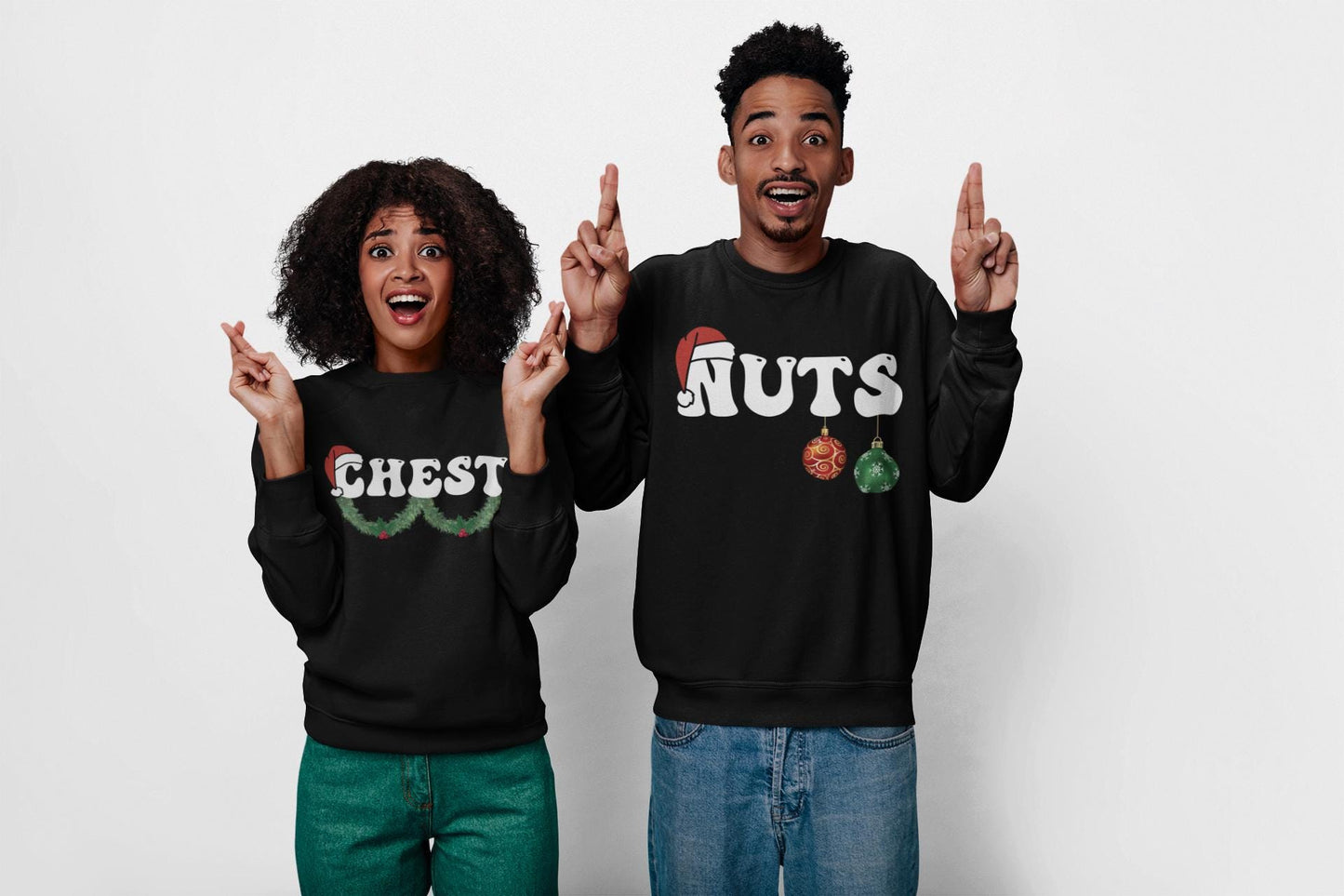 CHESTNUTS (Chest + Nuts) Funny Christmas Holidays couples gag gift - Fun humorous PNG For Sublimation, DTF, Dtg & Uvdtf Printing!