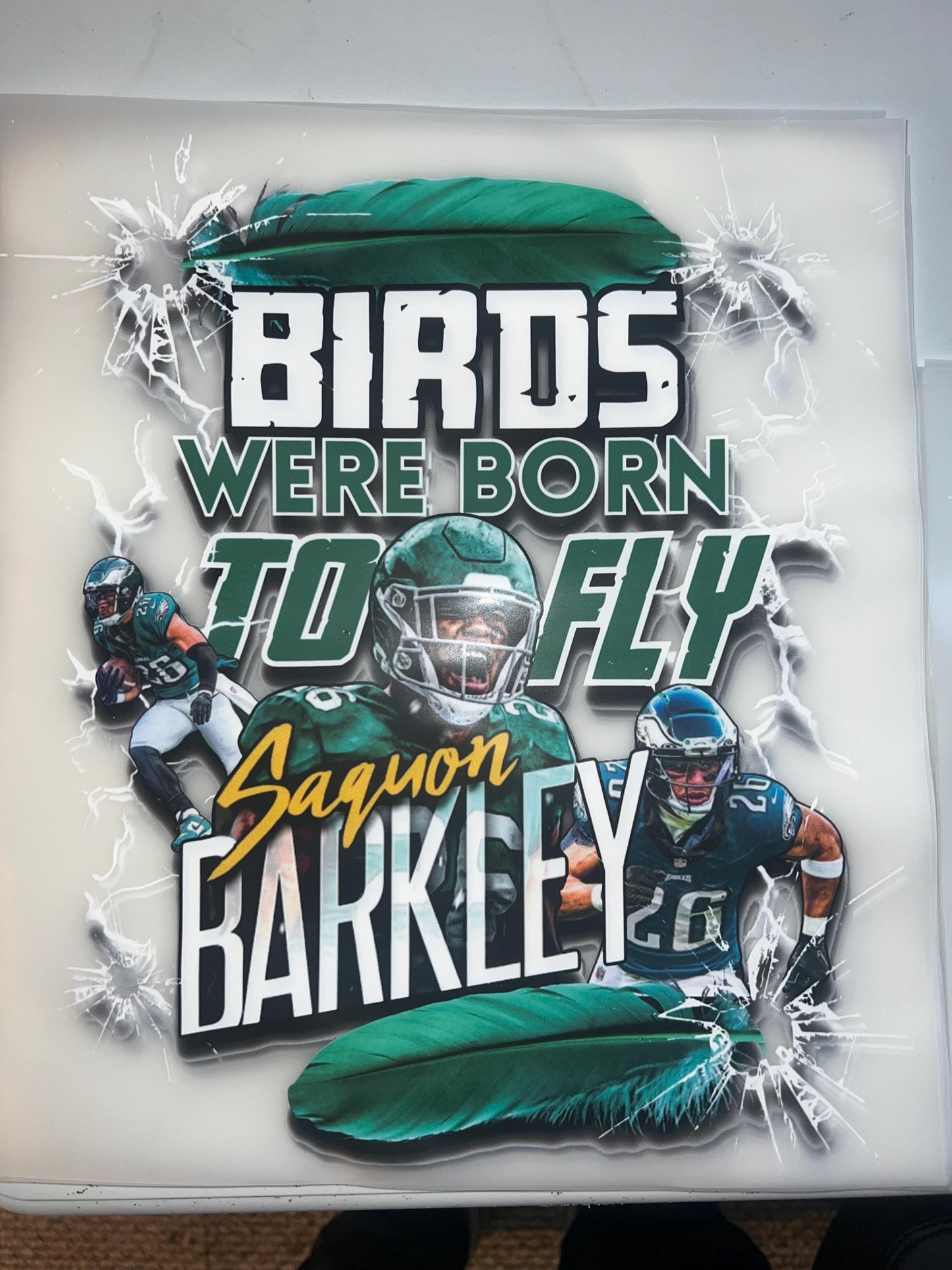 Birds Were Born To Fly ft Saquon - Eagles Football Fan - Ready To Press - DTF Heat Transfers. For T-shirts, Hoodies, Sweatshirts!