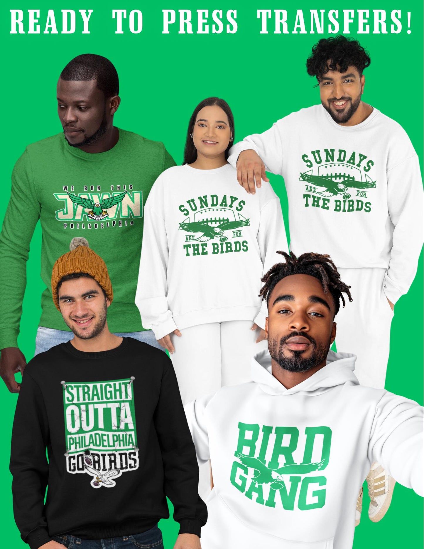 Birds Were Born To Fly ft Saquon - Eagles Football Fan - Ready To Press - DTF Heat Transfers. For T-shirts, Hoodies, Sweatshirts!